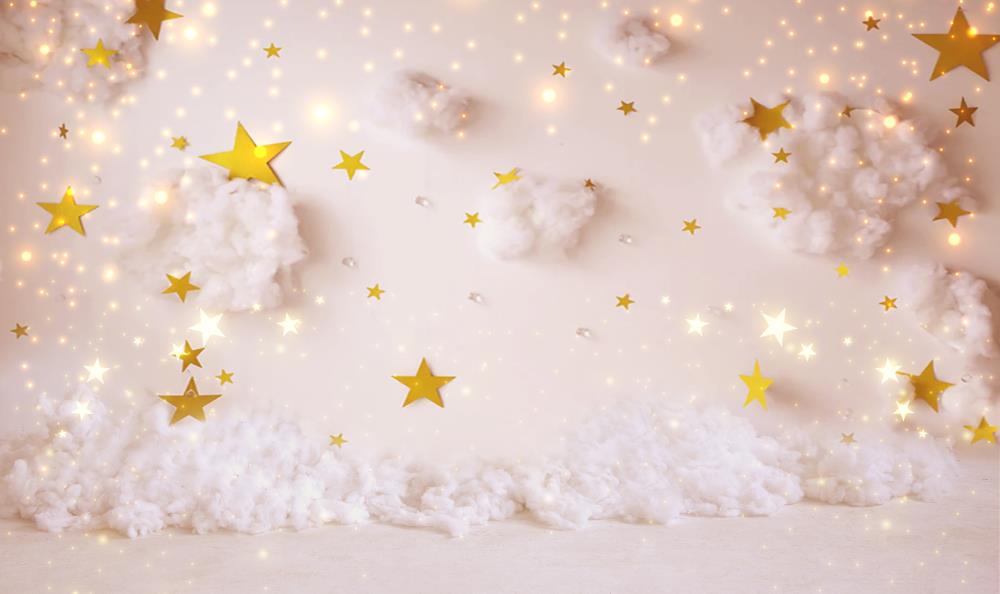 Fox Stars and Clouds Children Photography Fabric/Vinyl Backdrop