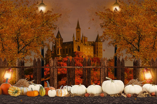Fox Halloween Autumn Thanksgiving Castle Vinyl Backdrops