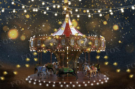 Fox Circus Carousel Amusement Park Vinyl Backdrops