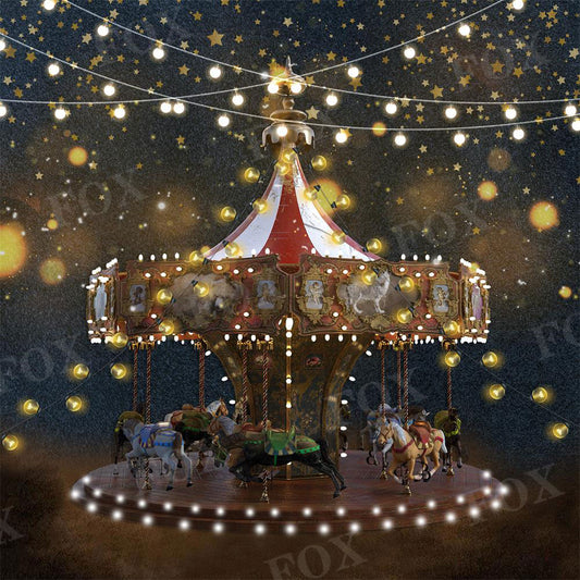 Fox Circus Carousel Amusement Park Vinyl Backdrops