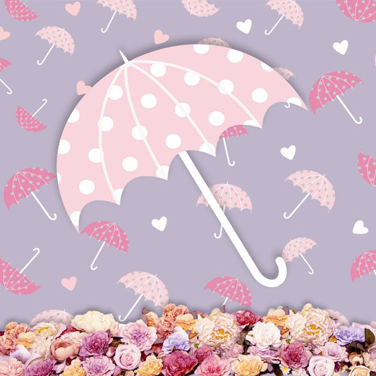 Fox Valentine's Day Pink Umbrella Vinyl Backdrop Designed by JT photography