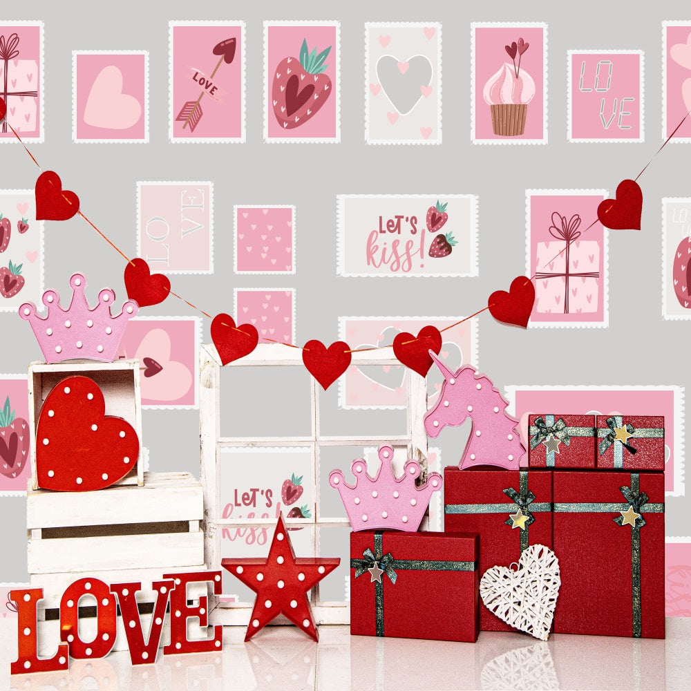 Fox Valentine's Day Gift Love Vinyl/Fabric Backdrop Designed by JT photography