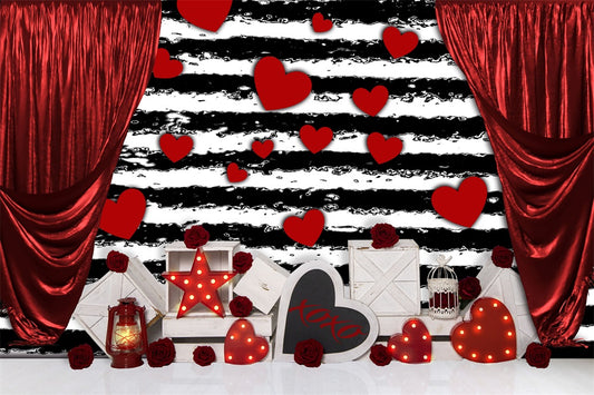 Fox Valentine's Day Stage Vinyl/Fabric Backdrop Designed by JT photography