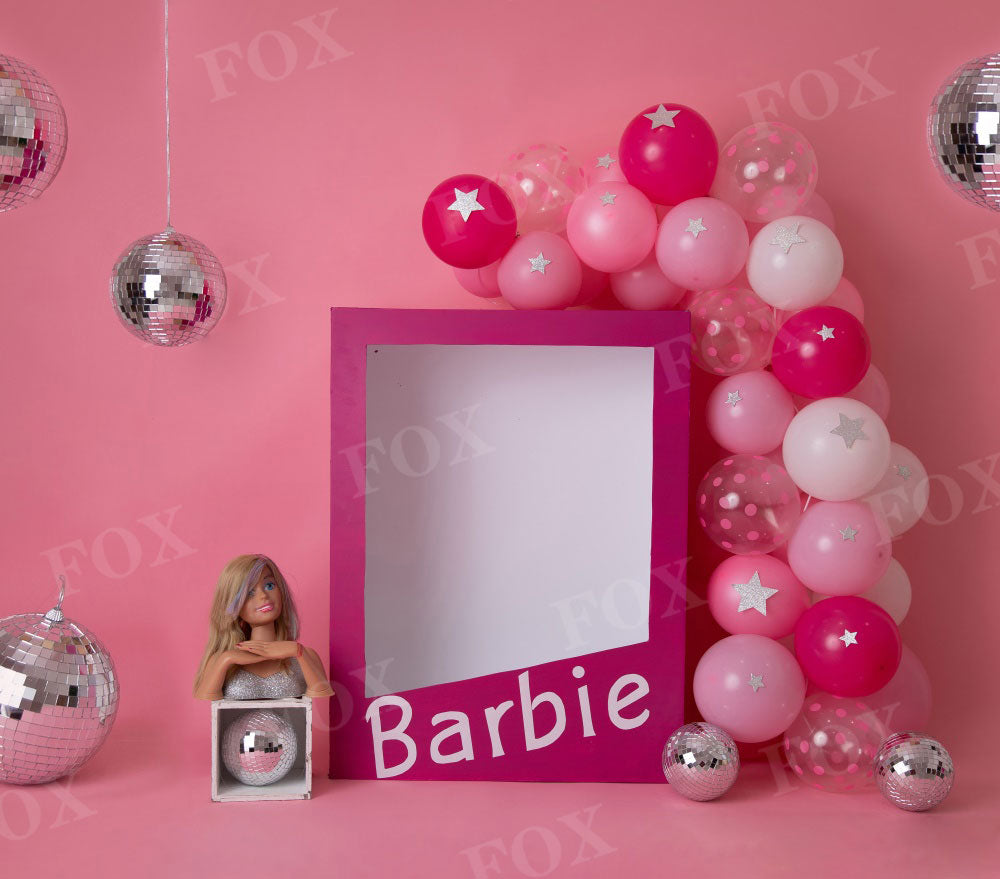 Fox Pink Barbie Birthday Vinyl/Fabric Backdrop Designed by Blanca Perez