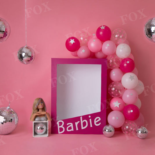 Fox Pink Barbie Birthday Vinyl Backdrop Designed by Blanca Perez