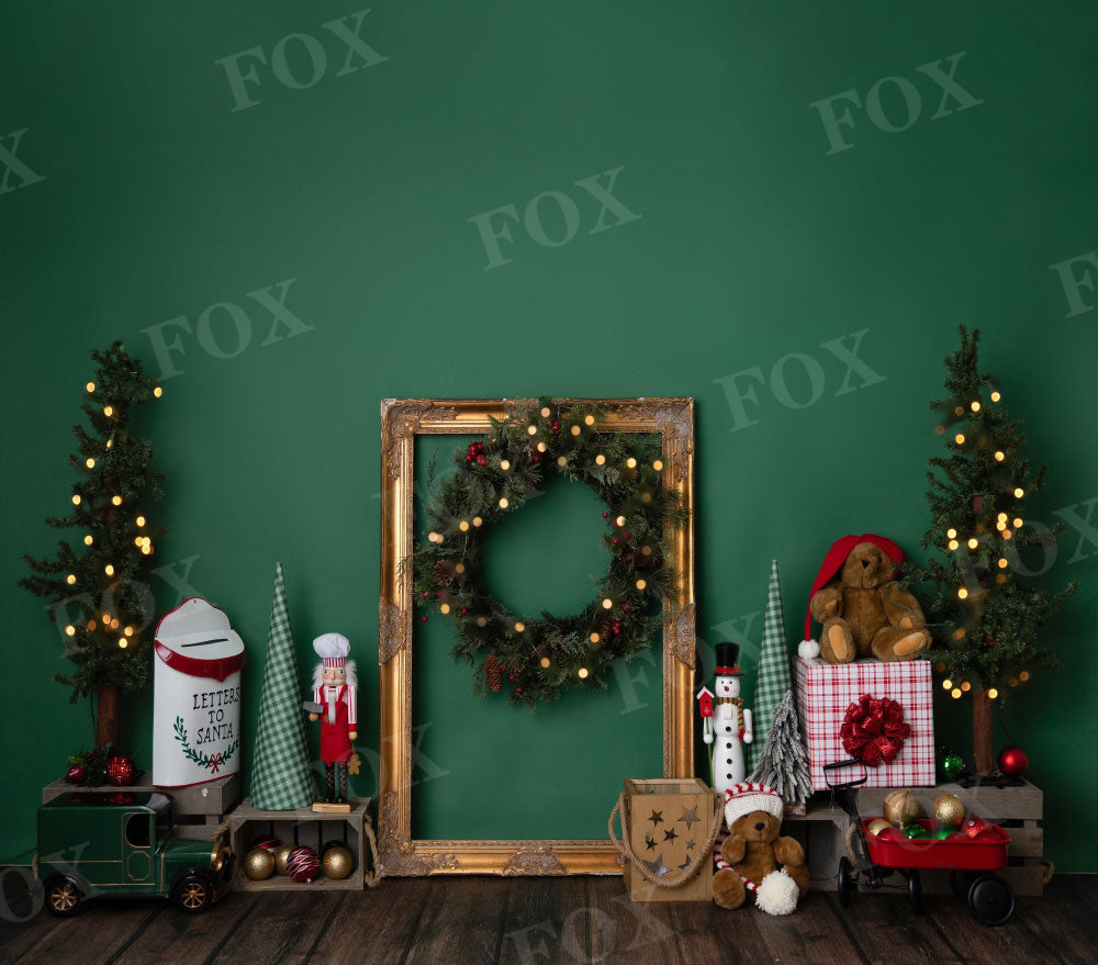Fox Christmas Toy Bear Vinyl Backdrop Designed by Blanca Perez