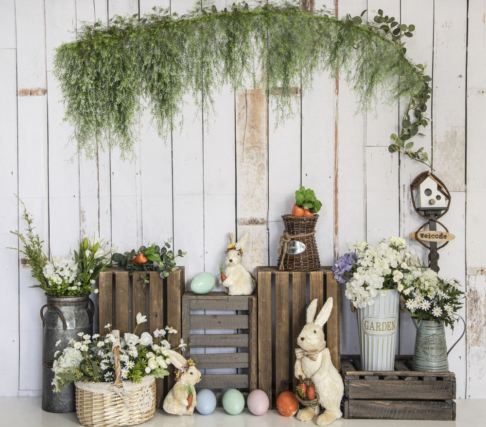 Fox Spring Easter Rabbit Vinyl/Fabric Backdrop Designed by JT photography