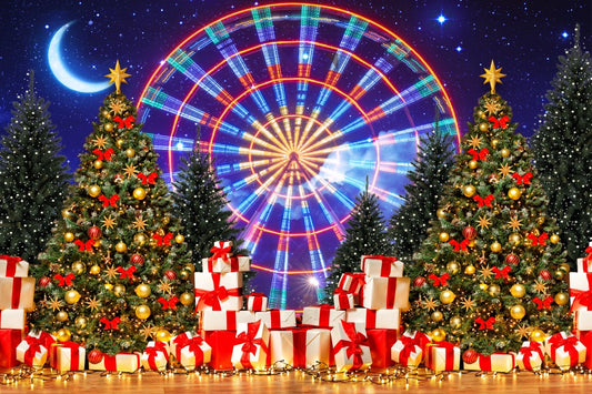 Fox Amusement Park Christmas Decoration Circus Vinyl Backdrop