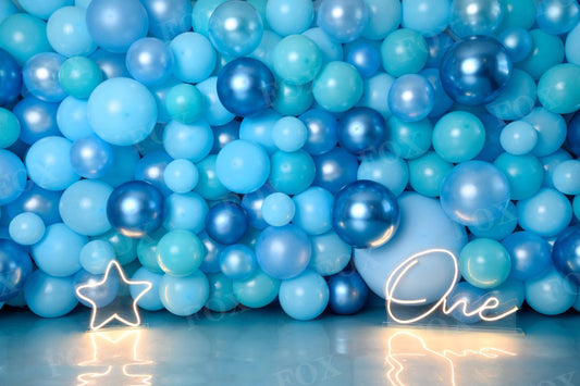 Fox Balloon Wall Cake Smash Birthday Boy Vinyl Backdrop Designed by Claudia Uribe