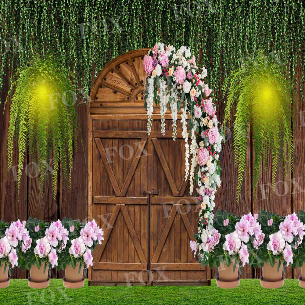 Fox Spring Door Farm Flowers Roses Plant Vinyl/Fabric Backdrop