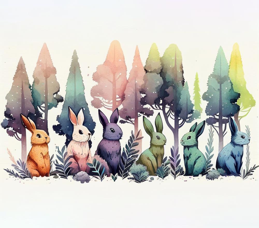 Fox Easter Watercolor Bunnies Vinyl Backdrop Designed by Blanca Perez