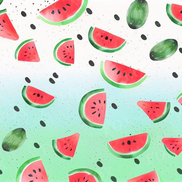 Fox Summer Watermelon Slices Fabric/Vinyl Backdrop Designed By Blanca Perez