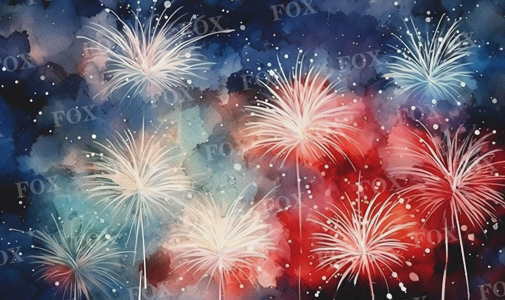Fox Independence Day Fireworks Night Vinyl Backdrop