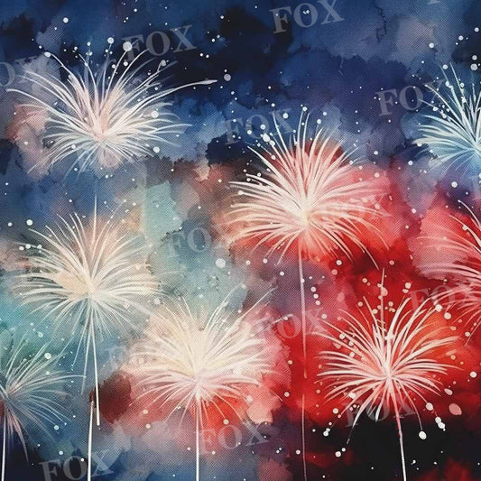 Fox Independence Day Fireworks Night Vinyl Backdrop