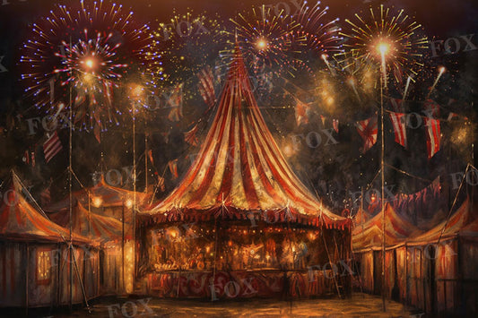 Fox Independence Day 4th of July Circus Vinyl Backdrop