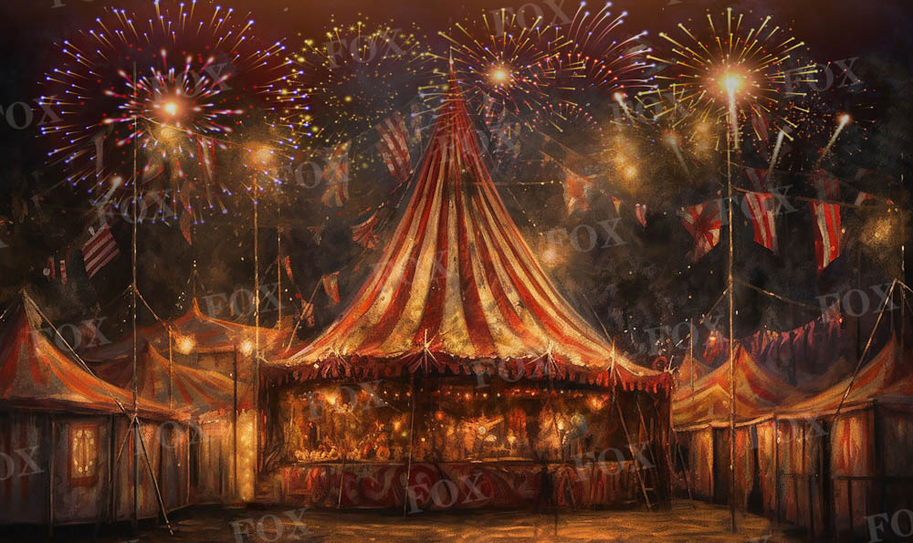 Fox Independence Day 4th of July Circus Vinyl Backdrop