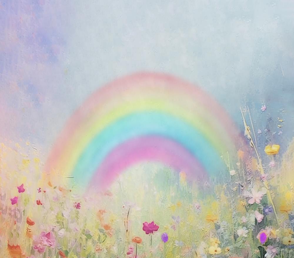 Fox Rainbow Flower Field Fabric/Vinyl Backdrop Designed By Blanca Perez