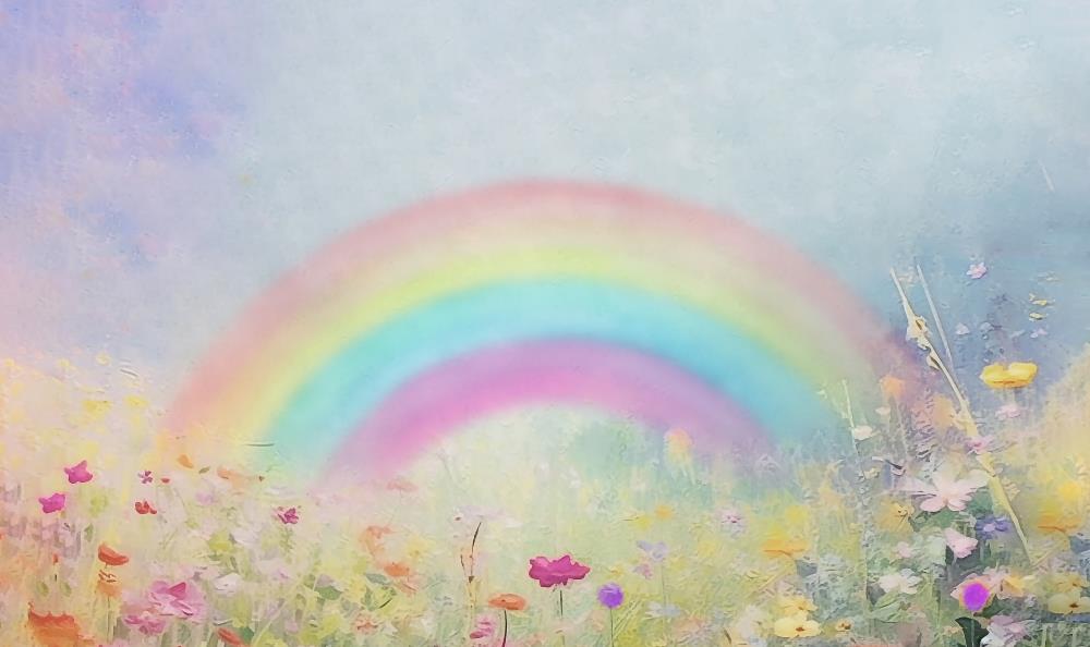 Fox Rainbow Flower Field Vinyl Backdrop Designed By Blanca Perez