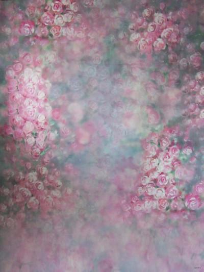 Fox Rolled Pink Flower Valentine's Day Vinyl Backdrop - Foxbackdrop