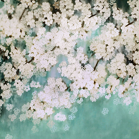 Fox Rolled White Flower Spring Green Vinyl Backdrop - Foxbackdrop