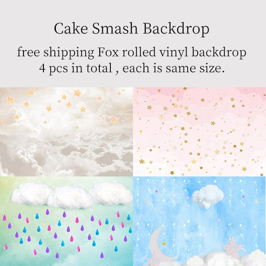 Fox Rolled 4 Pcs Cake Smash Combination Vinyl Backdrop - Foxbackdrop