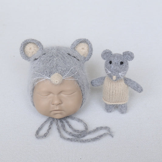 Fox 2pcs SMink Fleece Hat and Doll Newborn Photo Studio Props - Foxbackdrop