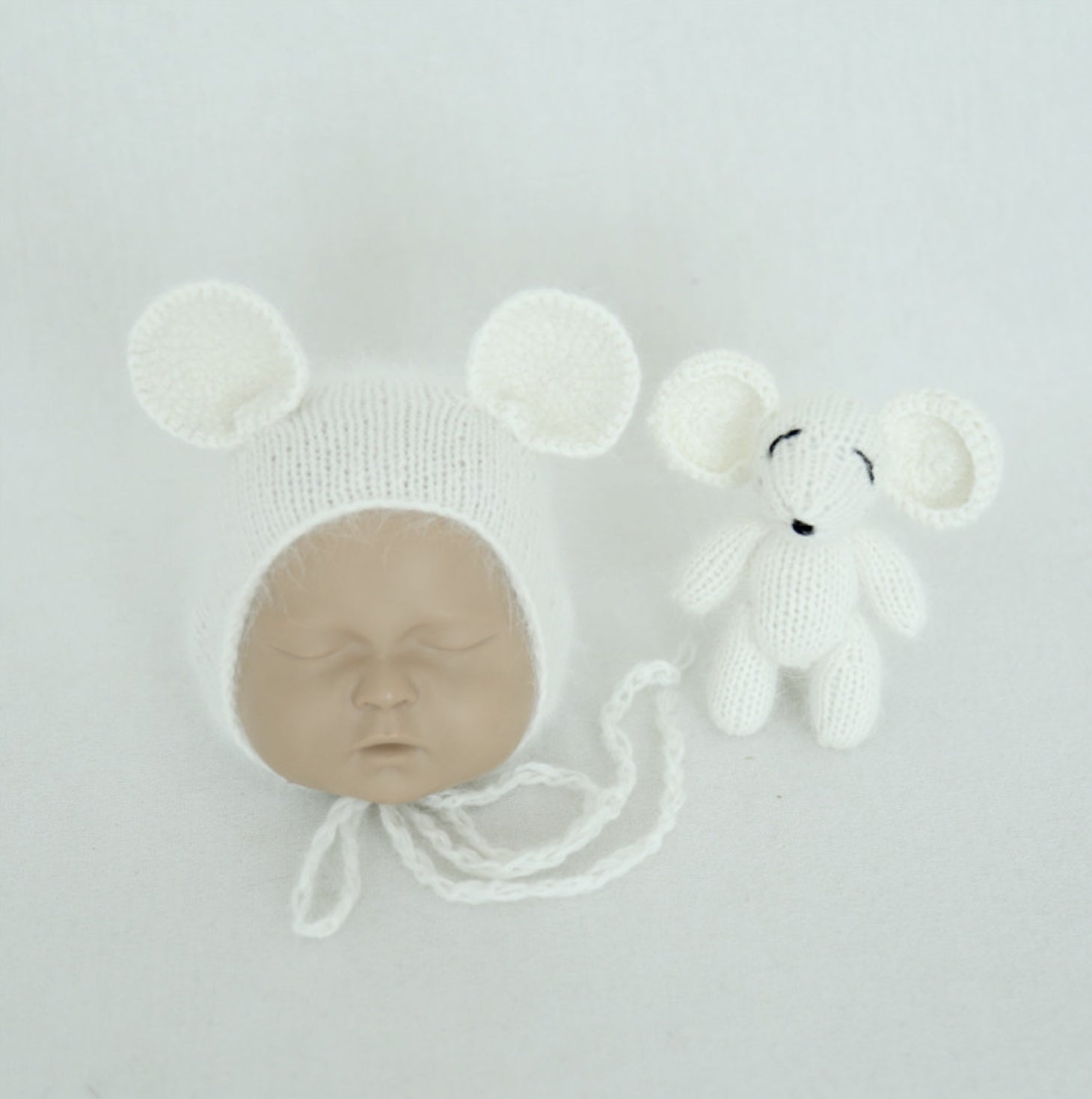 Fox 2pcs SMink Fleece Hat and Doll Newborn Photo Studio Props - Foxbackdrop