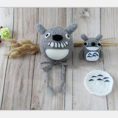 Fox Newborn Baby 3 pcs Hat Doll Chinchilla Props - Foxbackdrop