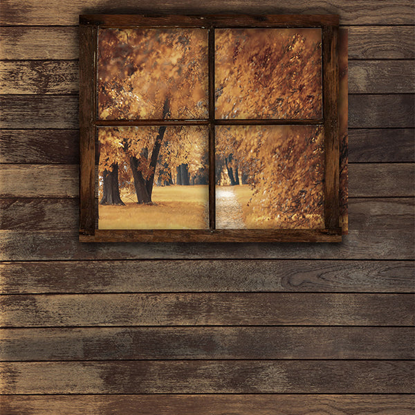 Fox Rolled Autumn Wood Window Vinyl Photos Backdrop - Foxbackdrop