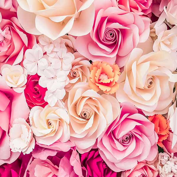 Fox Rolled Pink Flowers Vinyl Photography Backdrop - Foxbackdrop
