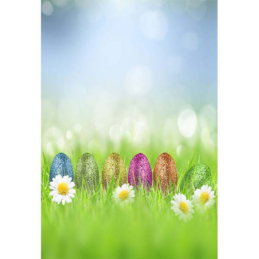 Fox Rolled Vinyl Colorful Eggs Easter Photography Backdrop - Foxbackdrop