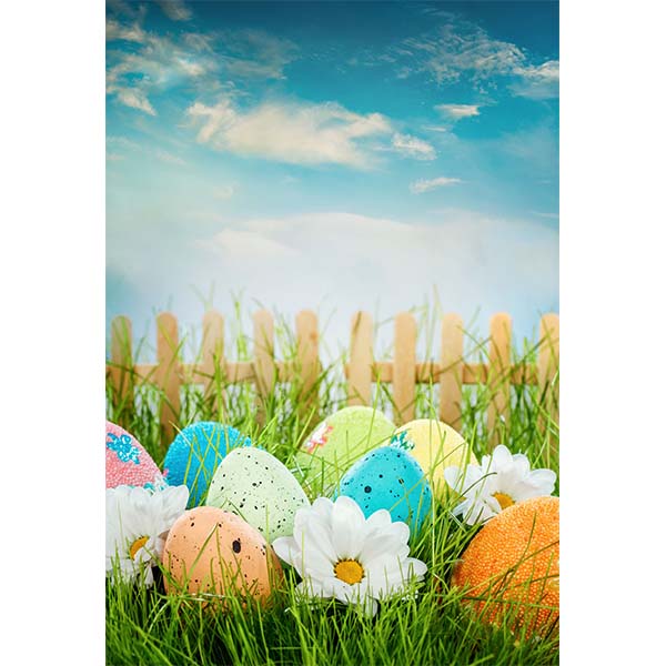 Fox Rolled Grass Eggs Vinyl Easter Backdrop for Photography - Foxbackdrop