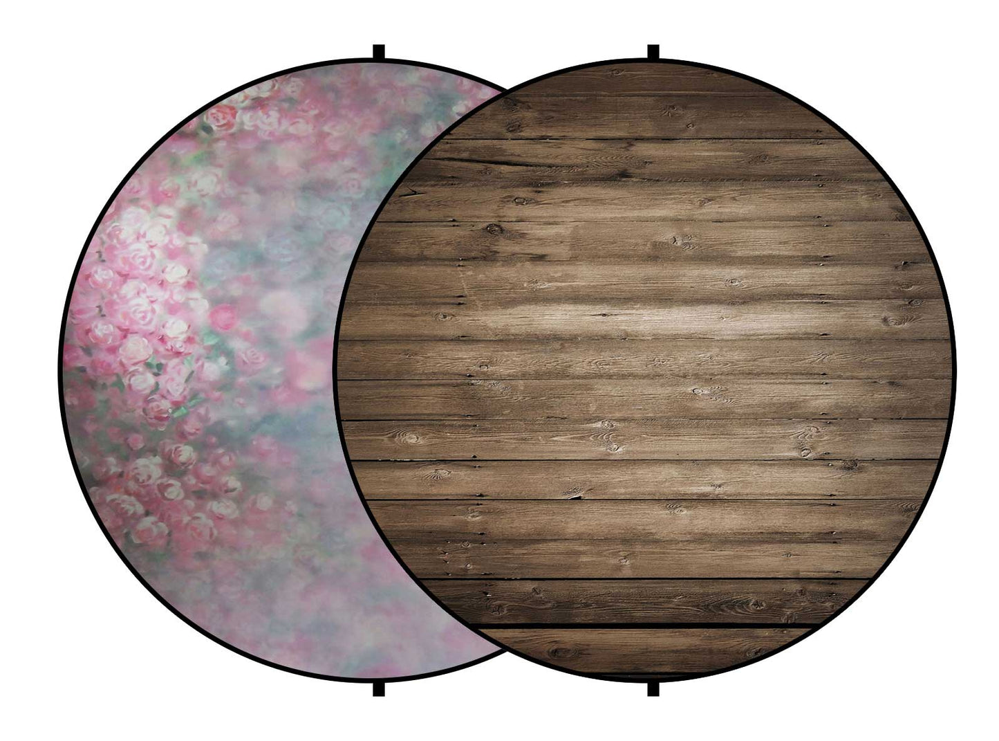Fox Pink Flowers/Brown Wood Collapsible Photography Backdrop 5x5ft(1.5x1.5m) - Foxbackdrop