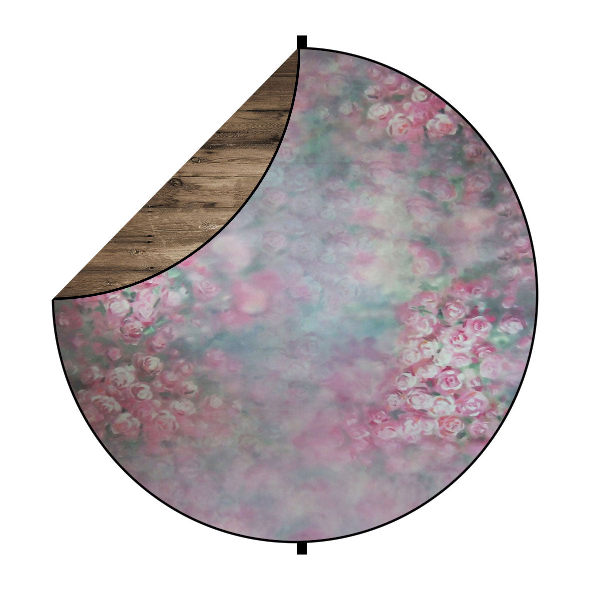 Fox Pink Flowers/Brown Wood Collapsible Photography Backdrop 5x5ft(1.5x1.5m) - Foxbackdrop