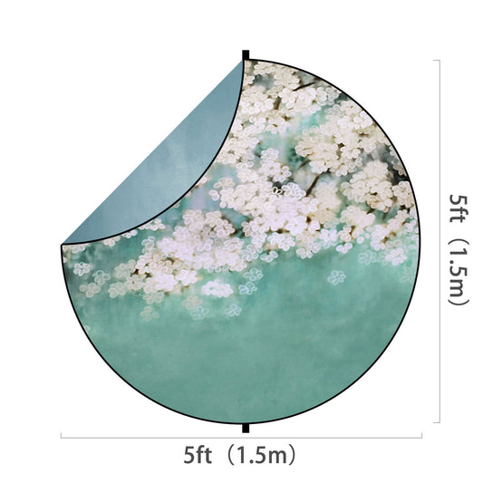 Fox Abstract Green/White Flowers Collapsible Photography Backdrop 5x5ft(1.5x1.5m) - Foxbackdrop
