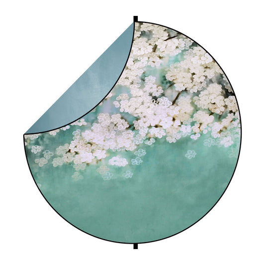Fox Abstract Green/White Flowers Collapsible Photography Backdrop 5x5ft(1.5x1.5m) - Foxbackdrop