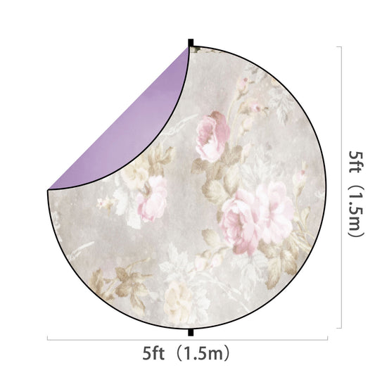 Fox Abstract Lilac/ Vintage Flowers Collapsible Photography Backdrop 5x5ft(1.5x1.5m) - Foxbackdrop