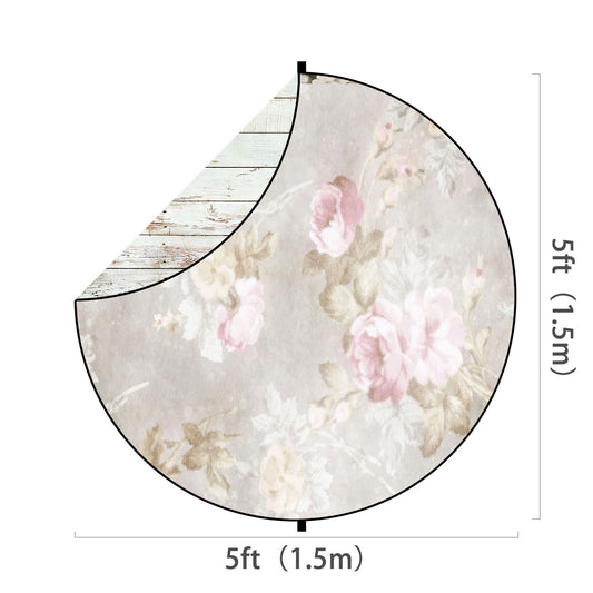 Fox Wood/ Vintage Flowers Collapsible Photography Backdrop 5x5ft(1.5x1.5m) - Foxbackdrop