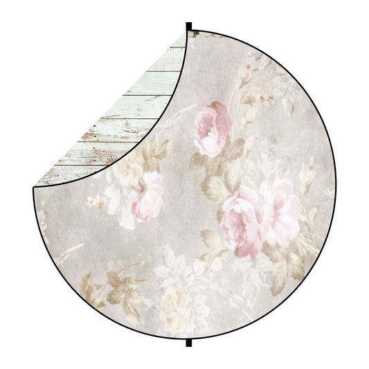 Fox Wood/ Vintage Flowers Collapsible Photography Backdrop 5x5ft(1.5x1.5m) - Foxbackdrop