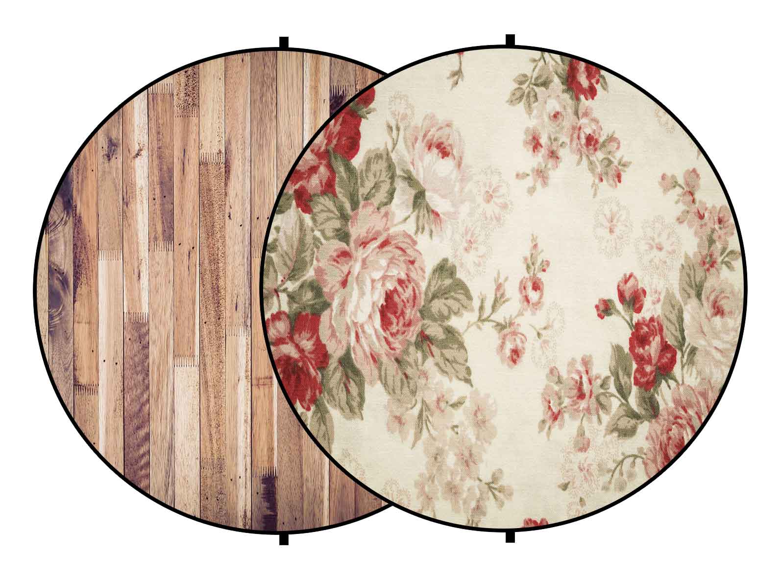 Fox Brown Wood/ Vintage Flowers Collapsible Backdrop 5x5ft(1.5x1.5m) - Foxbackdrop
