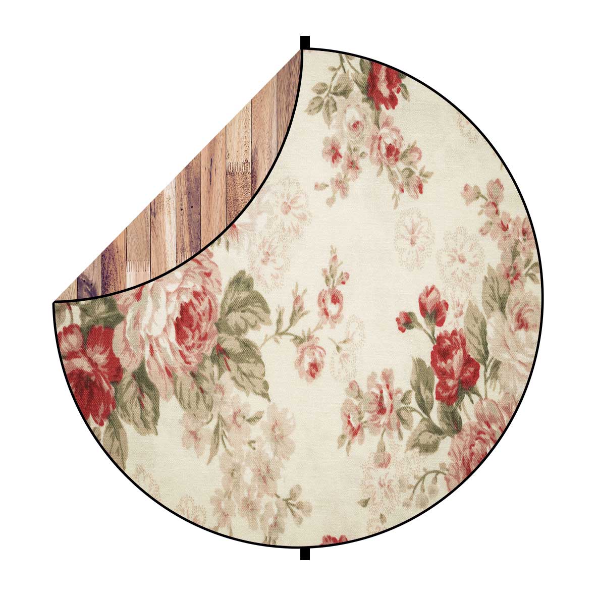 Fox Brown Wood/ Vintage Flowers Collapsible Backdrop 5x5ft(1.5x1.5m) - Foxbackdrop