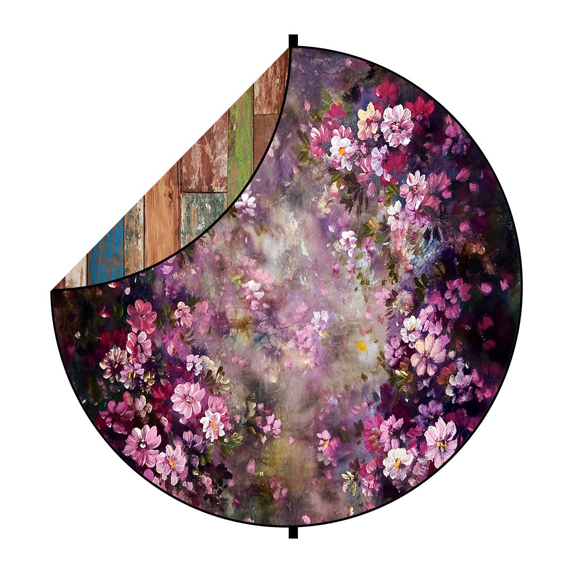 Fox Retro Wood/ Lilac Flowers Collapsible Backdrop 5x5ft(1.5x1.5m) - Foxbackdrop