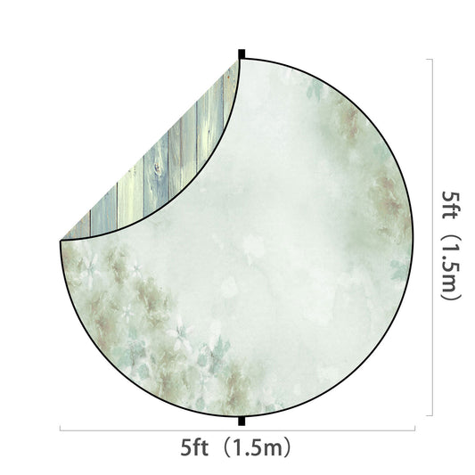 Fox Light Green Wood/Flowers Collapsible Backdrop 5x5ft(1.5x1.5m) - Foxbackdrop