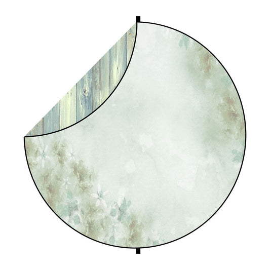 Fox Light Green Wood/Flowers Collapsible Backdrop 5x5ft(1.5x1.5m) - Foxbackdrop