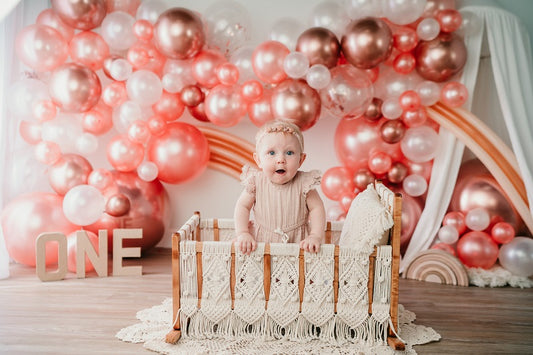 Fox Pink Balloons Birthday Cakesmash Vinyl Backdrop Design by Kali