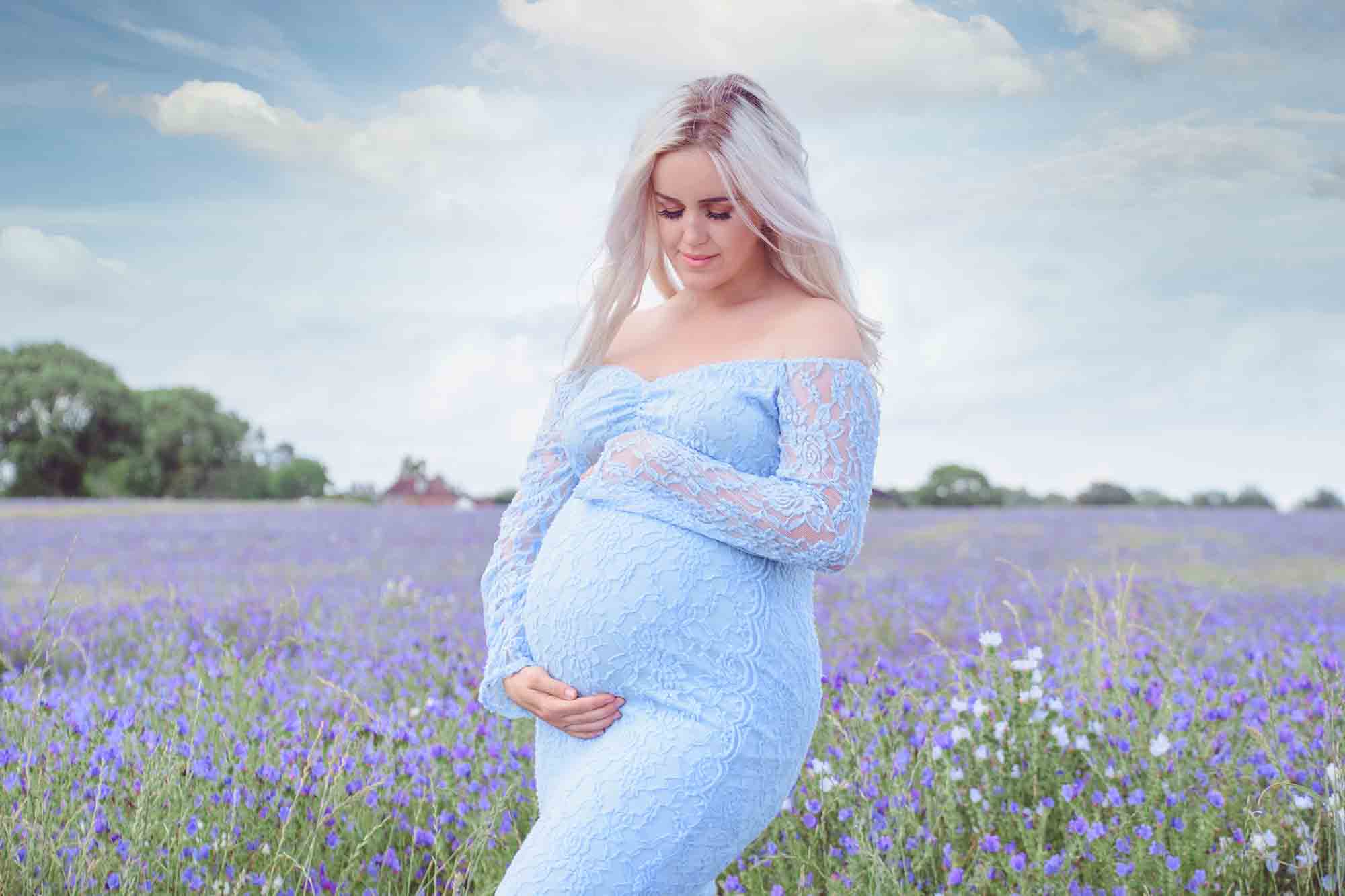 Fox Sexy Mermaid Long Blue Lace Mermaid Maternity Dress for Photoshoot, Blue / M Fox Sexy Mermaid Long Blue Lace Mermaid Maternity Dress for Photoshoot, Blue / M