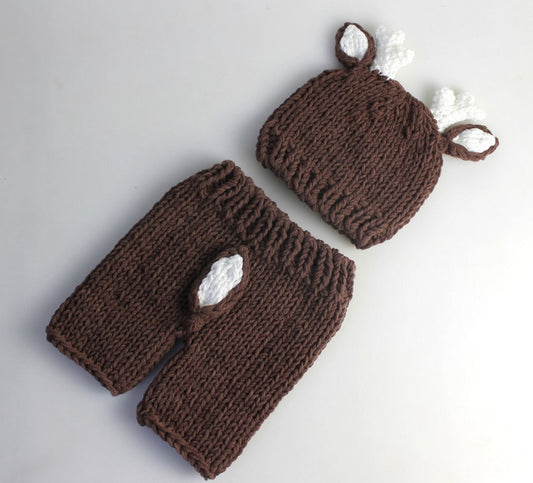 Fox 2 pcs Newborn Coffee Outfits for photoshoot - Foxbackdrop