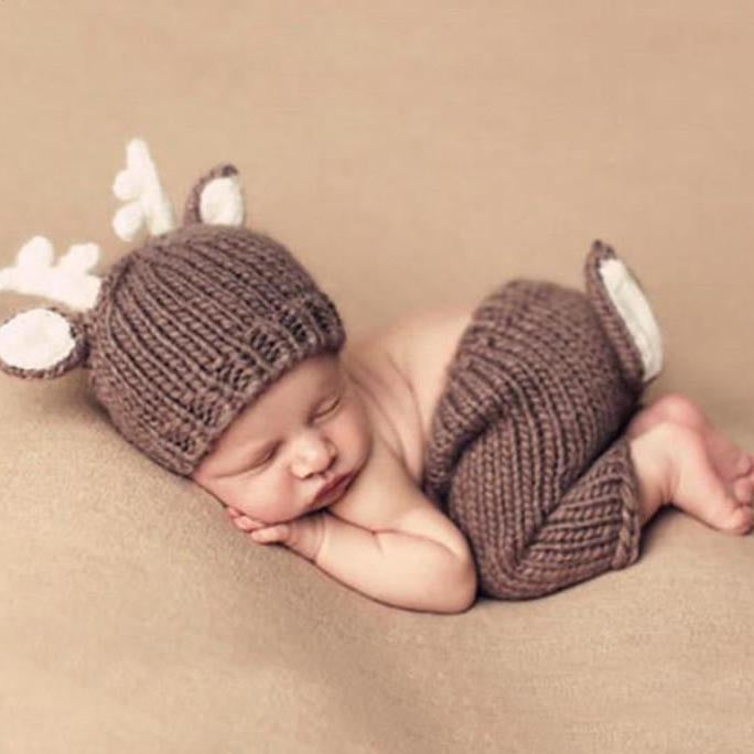 Fox 2 pcs Newborn Coffee Outfits for photoshoot - Foxbackdrop