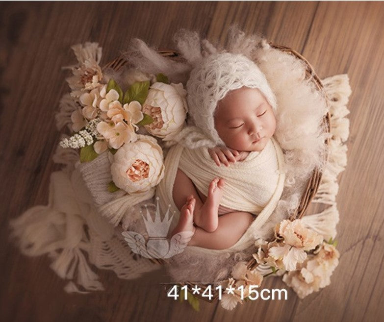 Fox Heart-shaped Basket for Newborn Photo Props - Foxbackdrop