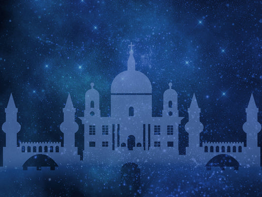 Fox Blue Frozen Snow Castle Children Vinyl Backdrop - Foxbackdrop